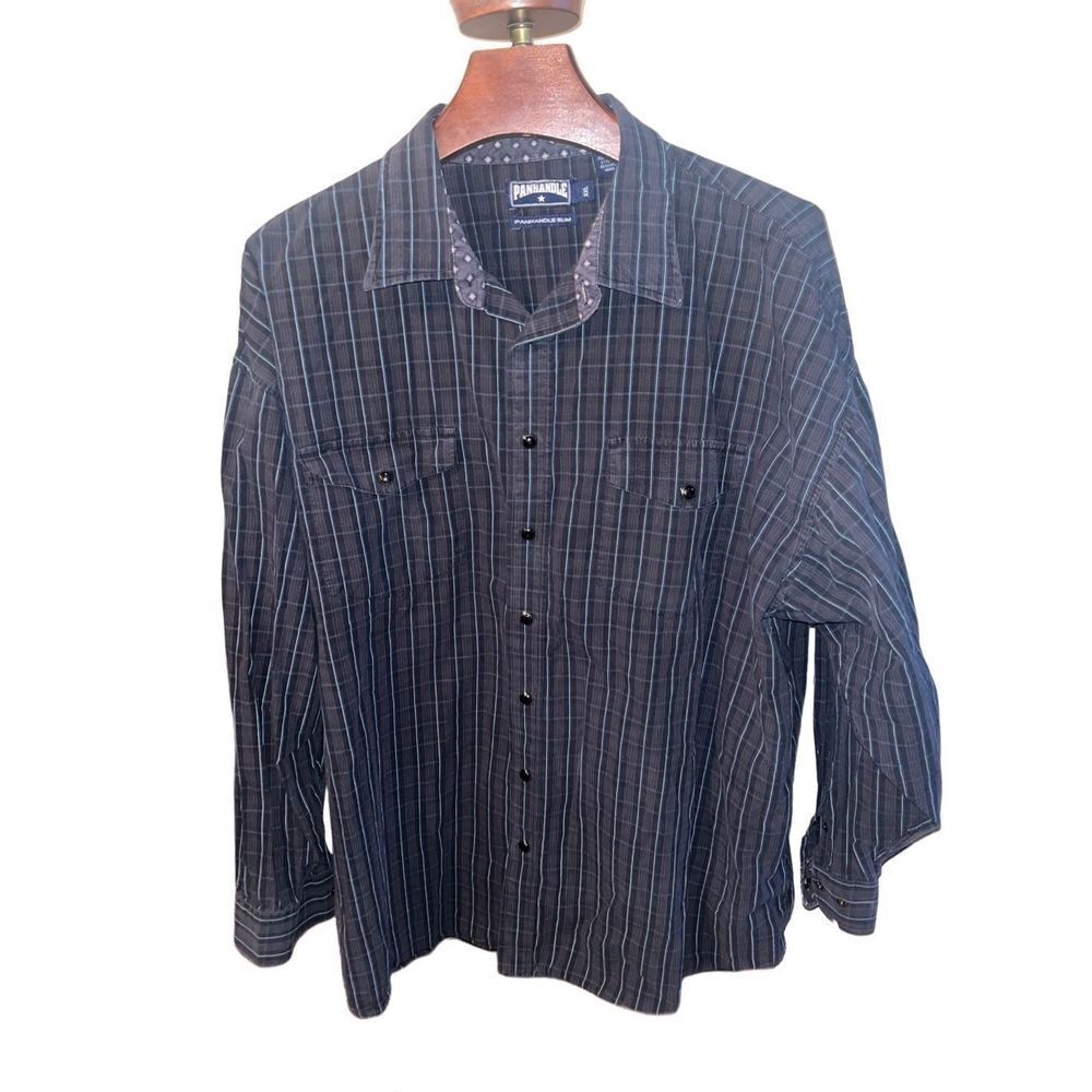 Panhandle Long Sleeve Blue Stripe Casual Shirt Men's XXL - Picture 2 of 6